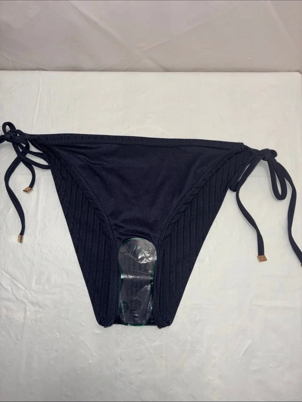Michael Kors Black Ribbed Tie-Side Bikini Bottoms